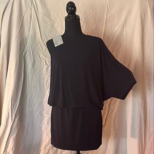 Jackie Jon New York navy blue dress in size 6 with rhinestone shoulder detail